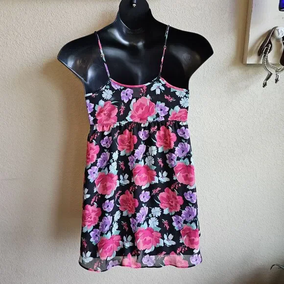 Flora Nikrooz Medium M Nightgown Pullover Adjustable Straps Floral Sexy Date - Picture 2 of 4